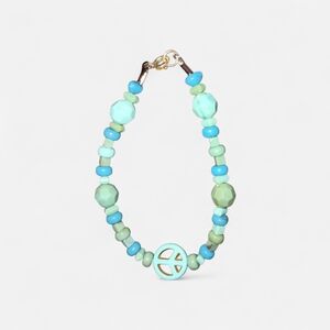Turquoise Colored Beaded Bracelet with Peace Charm